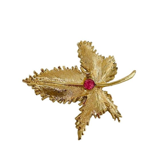Vintage Goldtone Leaf Brooch 2.5" Statement Piece - Picture 6 of 6